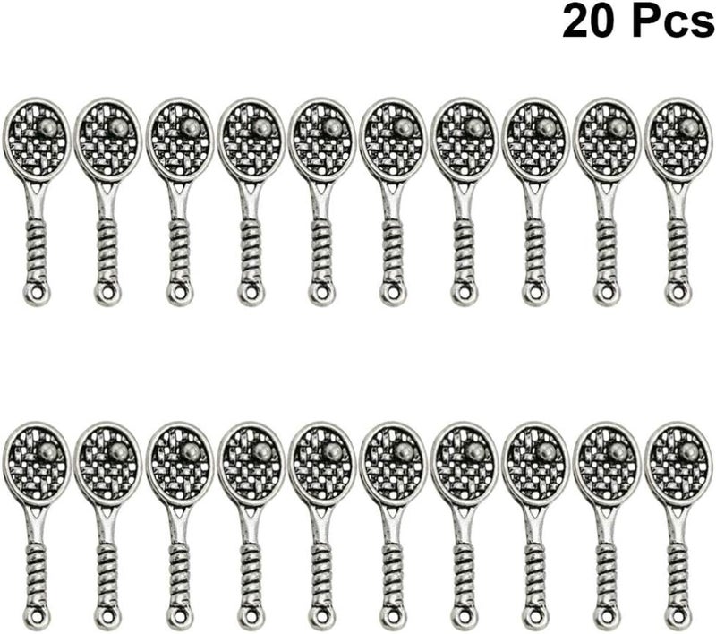 comfrt 20pcs Antique Silver Charm Pendant Tennis Racket Shape Spacer Beads DIY Jewelry Making Accessory for Necklace Bracelet - Image 5