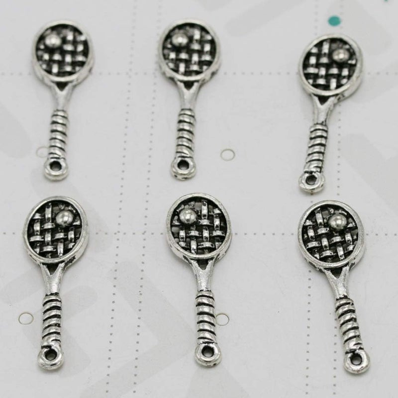 comfrt 20pcs Antique Silver Charm Pendant Tennis Racket Shape Spacer Beads DIY Jewelry Making Accessory for Necklace Bracelet - Image 4