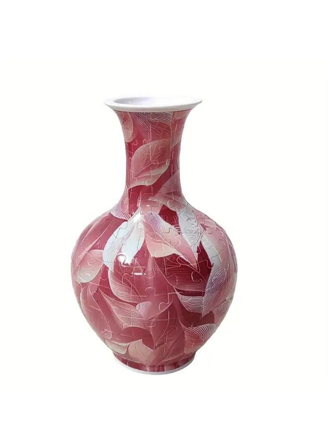 مكعب ثلاثي الأبعاد على شكل إناء وردي بنقش أوراق الشجر، مجموعة بناء من 164 قطعة لمنزل والمكتب - Image 1