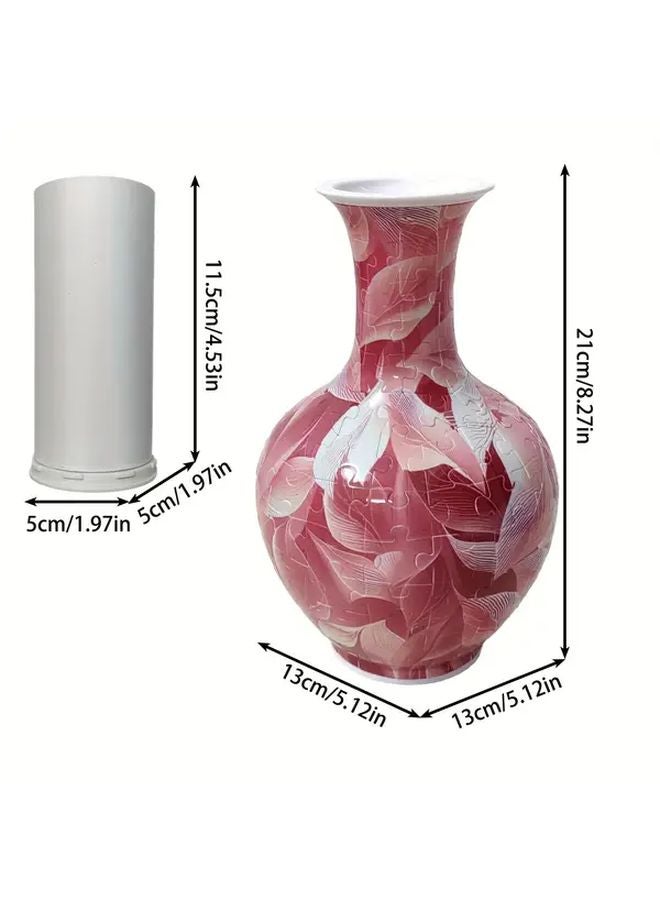 مكعب ثلاثي الأبعاد على شكل إناء وردي بنقش أوراق الشجر، مجموعة بناء من 164 قطعة لمنزل والمكتب - Image 3