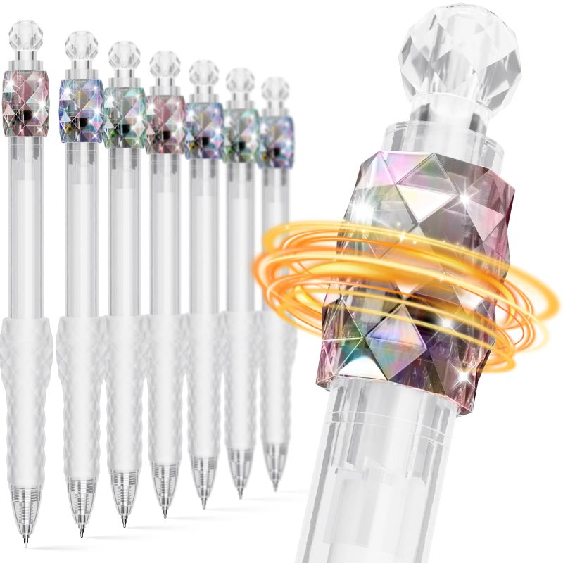 JIMMIDDA 8 Pcs Gel Pens - 0.7mm Fidget Rotating Black Ink Fine Point Smooth Writing - Soft Grip Quick-dry Gel Pens for Journaling, Cute School & Office Supplies for Women Men - Image 1