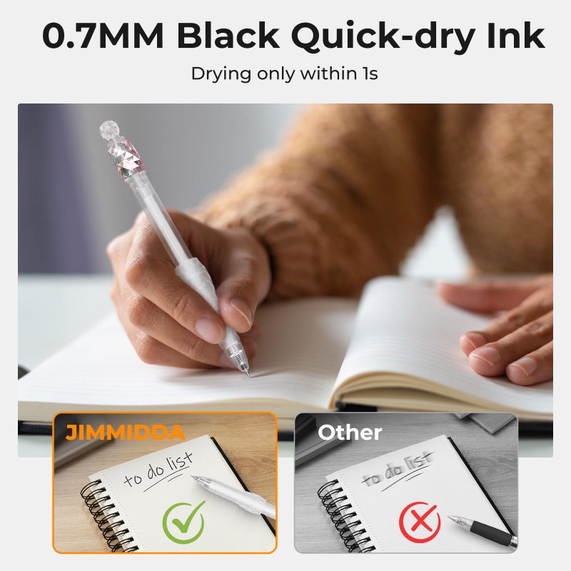 JIMMIDDA 8 Pcs Gel Pens - 0.7mm Fidget Rotating Black Ink Fine Point Smooth Writing - Soft Grip Quick-dry Gel Pens for Journaling, Cute School & Office Supplies for Women Men - Image 4