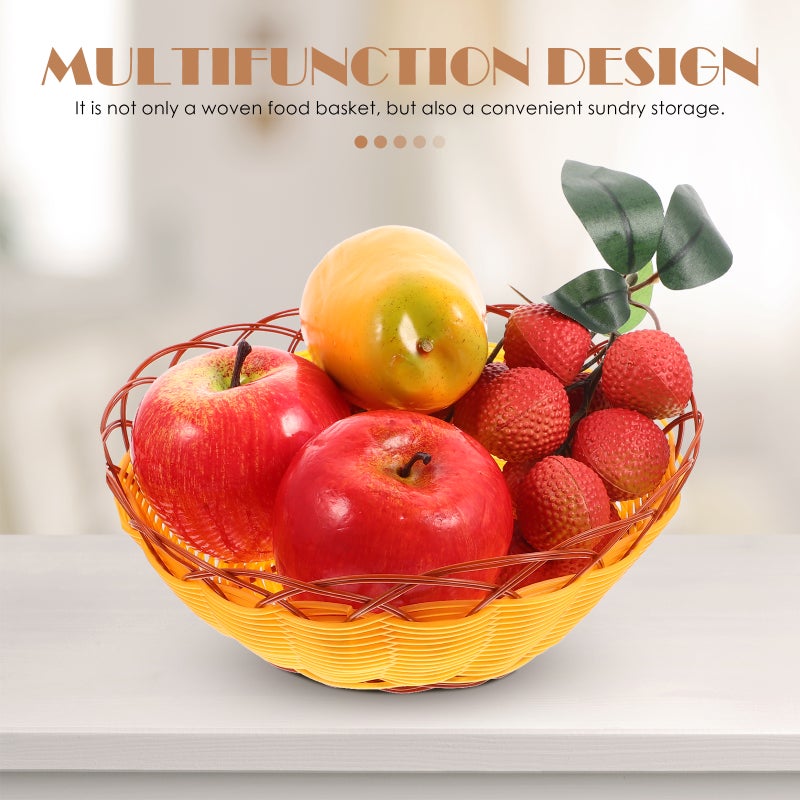 4Pcs Bread Basket Basket Woven Fruit Basket Imitation Rattan Woven Basket - Image 5