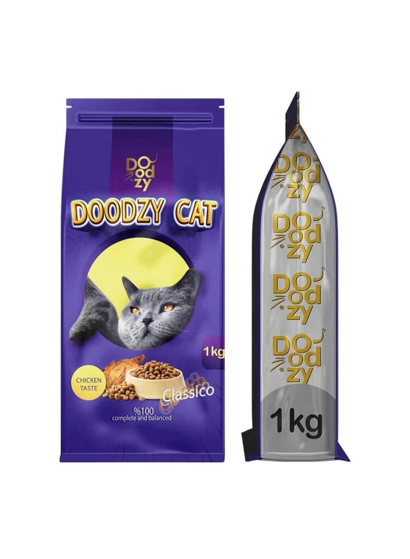 Doodzy Classico Cat Food with Chicken Taste, 1 kg - Image 1