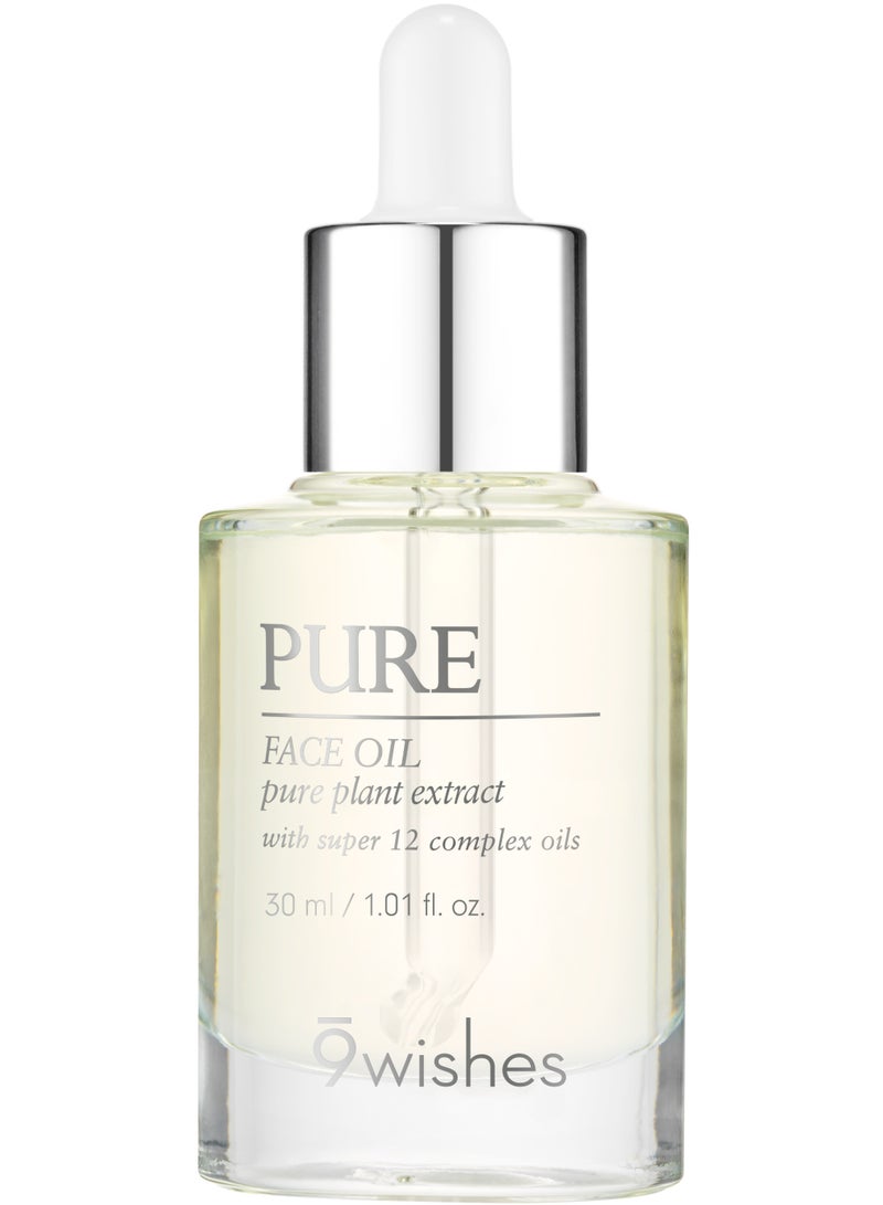 9Wishes PURE Face Oil 30ml – Nourishing Facial Oil with Super 12 Complex Oils & Pure Plant Extracts – Deep Hydration, Skin Barrier Repair & Glow Boosting Serum for All Skin Types – Korean Skincare