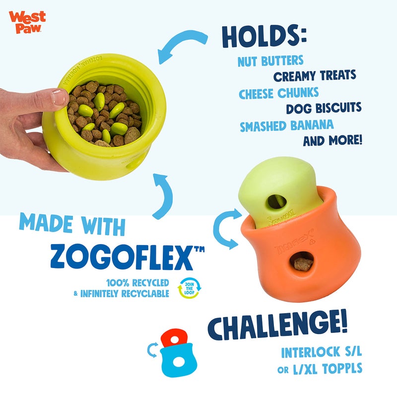 WEST PAW Zogoflex Toppl Treat Dispensing Dog Toy Puzzle â€“ Interactive Chew Toys for Dogs â€“ Dog Toy for Moderate Chewers, Fetch, Catch â€“ Holds Kibble, Treats, X-Large, Granny Smith - Image 5