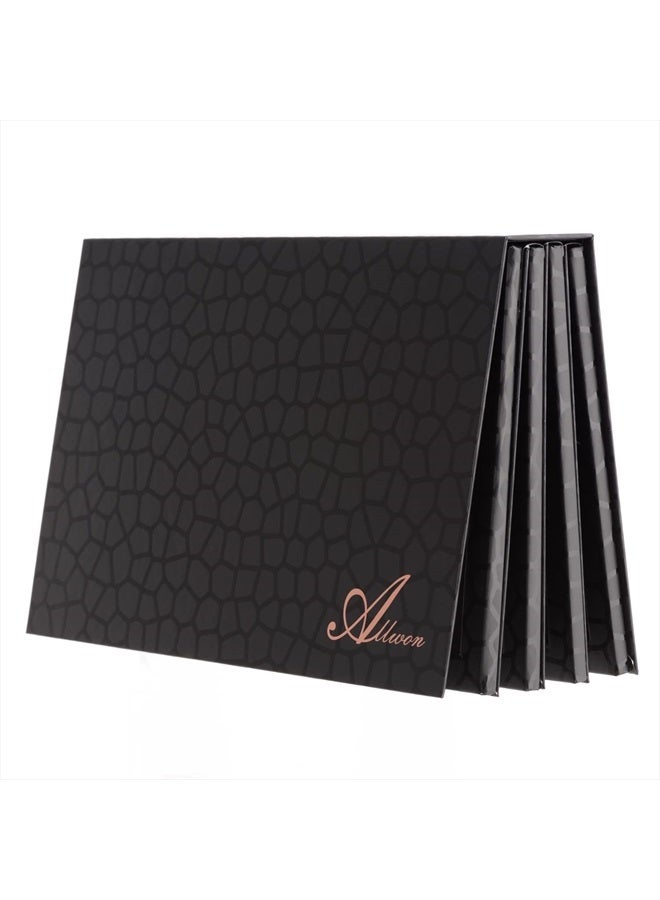 Allwon لوحة مكياج فارغة كبيرة على شكل كتاب 4 طبقات مع مغناطيس لتخزين ظلال العيون، أحمر الشفاه، بودرة الخدود (أسود) - Image 1