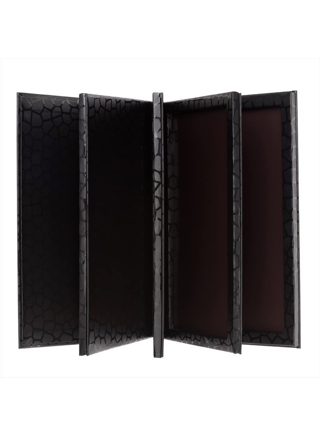 Allwon لوحة مكياج فارغة كبيرة على شكل كتاب 4 طبقات مع مغناطيس لتخزين ظلال العيون، أحمر الشفاه، بودرة الخدود (أسود) - Image 2