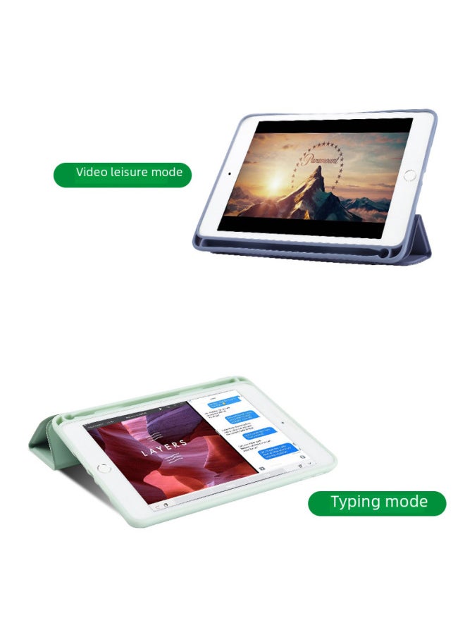Generic - Suitable For Pro11 Protective Case Ipad10.9 Back Sticker With Pen Slot Leather Case Mini6 Thin Air5 Silicone Soft Case-Color:Big Stick Pen Slot White Ice Blue-Applicable Model:Ipad Air 11(m2)2024/(m - Image 1