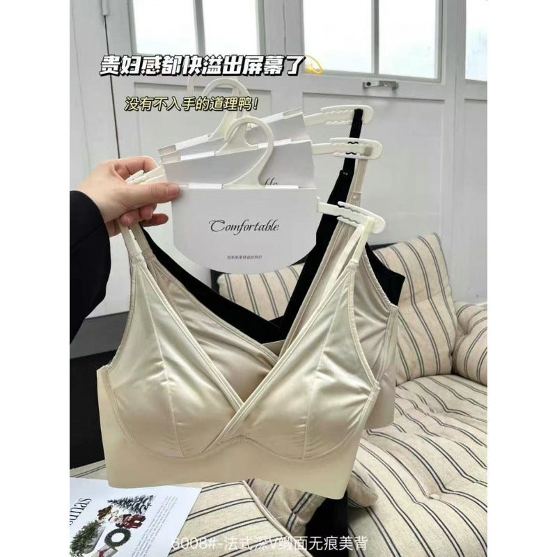 2025 High-End 6008 French Deep V Neck Satin Seamless Beautiful Back Sweet And Spicy Outer Suspender Belt - Image 5