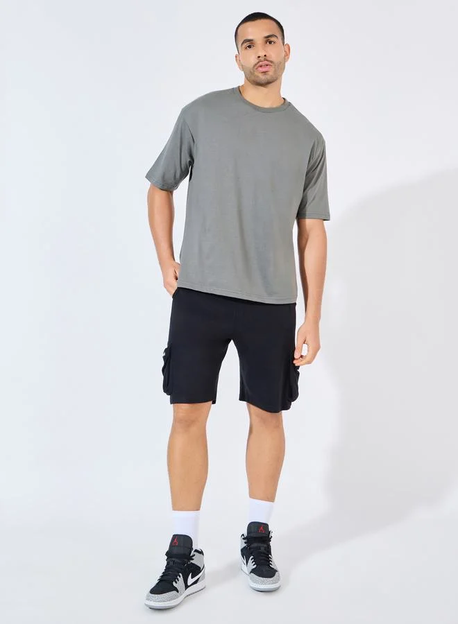 Styli Cotton Rich Oversized T-Shirt with Crew Neck