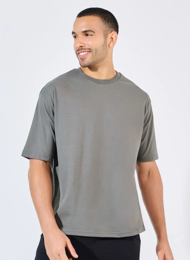 Styli Cotton Rich Oversized T-Shirt with Crew Neck