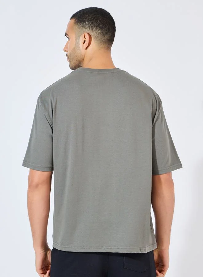 Styli Cotton Rich Oversized T-Shirt with Crew Neck