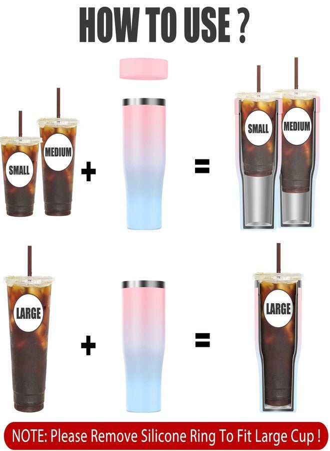 Greatyos Universal Iced Coffee Sleeve with Handle - Insulated Double Wall Reusable Stainless Steel Holder Insulator for Cold Drinks Fits Small Medium Large To Go Cups Gifts for Men Women Him Her (Sweet Taffy) - Image 2