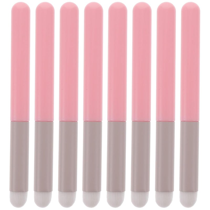 مجموعة فرشاشات شفاه مصغرة من 8 قطع، بشعيرات بيضاء، لاستخدام كريم الإخفاء وأدوات مكياج متعددة الوظائف لتطبيق أحمر الشفاه والكحل بدقة - Image 1