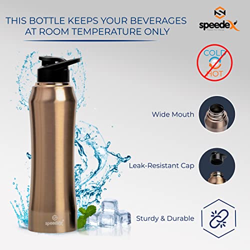 Speedex Stainless Steel Gold Water Bottle 1 Litre with Sipper Cap – Leak-Proof, Durable, Lightweight | Ideal for Office, School, Travel | Single Bottle (1000ml) - Image 4
