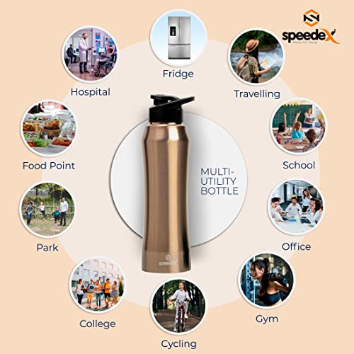 Speedex Stainless Steel Gold Water Bottle 1 Litre with Sipper Cap – Leak-Proof, Durable, Lightweight | Ideal for Office, School, Travel | Single Bottle (1000ml) - Image 5