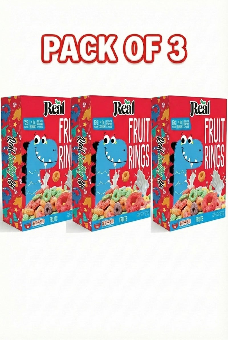 Real Flakes Fruit Rings – High Protein, Low Sugar, Healthy Breakfast Cereal, 250g (Pack Of 3) - Image 1