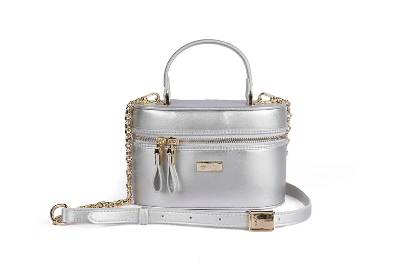 كابلي حقيبة يد نسائية مستطيلة الشكل من الجلد الصناعي