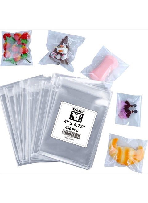 400 Pcs 4"x4.73" Clear Resealable Cellophane Bags Good for Bakery, Candle, Soap, Cookie Poly Bags
