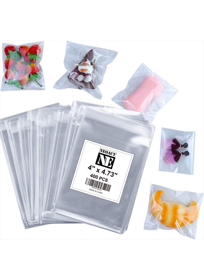400 Pcs 4"x4.73" Clear Resealable Cellophane Bags Good for Bakery, Candle, Soap, Cookie Poly Bags