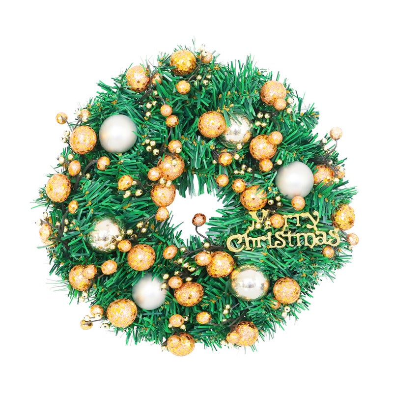 Christmas Wreath 40Cm Premium Plastic Material - Festive Decor Elements Christmas Door Wreath for Indoor Outdoor Home Front Door Holiday Decor - Image 1