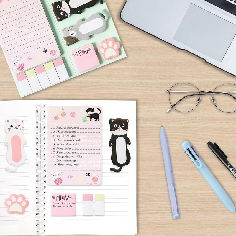 Cute Cat Sticky Notes Set, 440 Sheets, Adorable Kitty and Paw Shaped Self-Stick Notes Pads, Animal Divider Tabs Bundle, Writing Memo Pads for Cat Lovers, Home, School, Office Supplies, Creative Gifts - Image 3