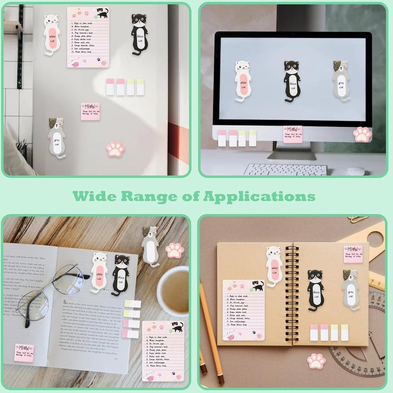 Cute Cat Sticky Notes Set, 440 Sheets, Adorable Kitty and Paw Shaped Self-Stick Notes Pads, Animal Divider Tabs Bundle, Writing Memo Pads for Cat Lovers, Home, School, Office Supplies, Creative Gifts - Image 4