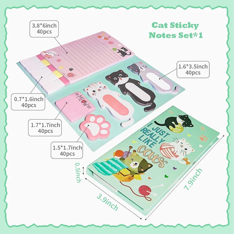 Cute Cat Sticky Notes Set, 440 Sheets, Adorable Kitty and Paw Shaped Self-Stick Notes Pads, Animal Divider Tabs Bundle, Writing Memo Pads for Cat Lovers, Home, School, Office Supplies, Creative Gifts - Image 2