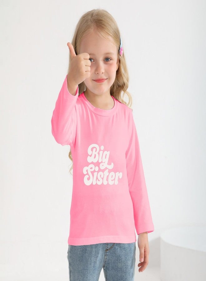 TITKKOP Big Sister Shirt for Toddler Girls Long Sleeve Tops Promoted to Big Sister Clothes Little Baby Announcement Outfits(hot Pink,3-4T) - Image 3