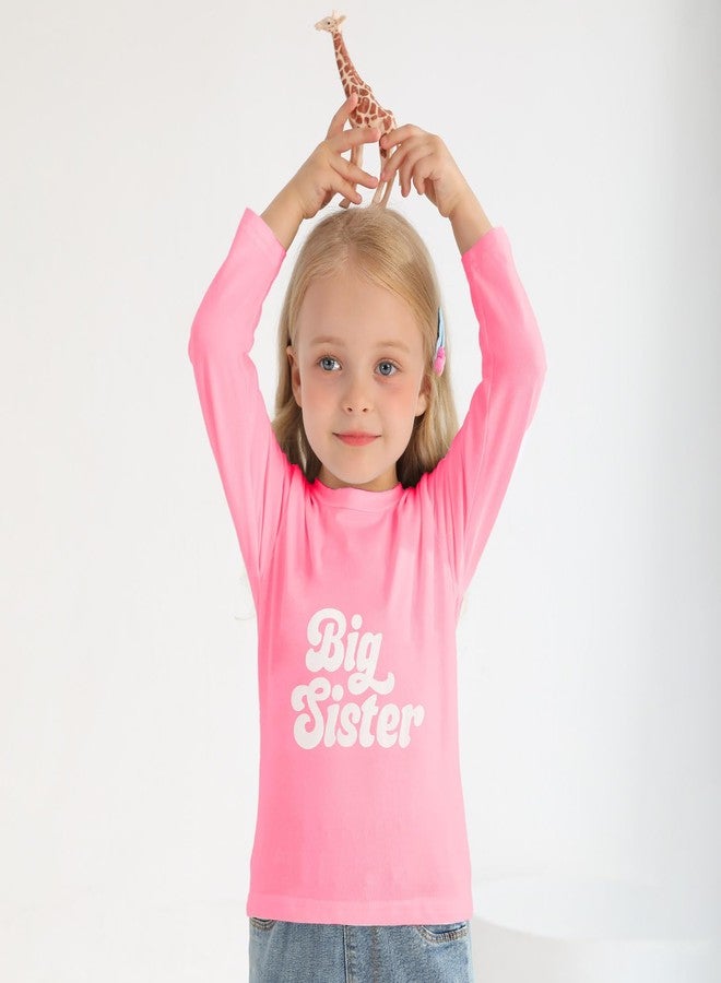 TITKKOP Big Sister Shirt for Toddler Girls Long Sleeve Tops Promoted to Big Sister Clothes Little Baby Announcement Outfits(hot Pink,3-4T) - Image 4
