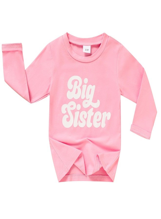 TITKKOP Big Sister Shirt for Toddler Girls Long Sleeve Tops Promoted to Big Sister Clothes Little Baby Announcement Outfits(hot Pink,3-4T) - Image 1