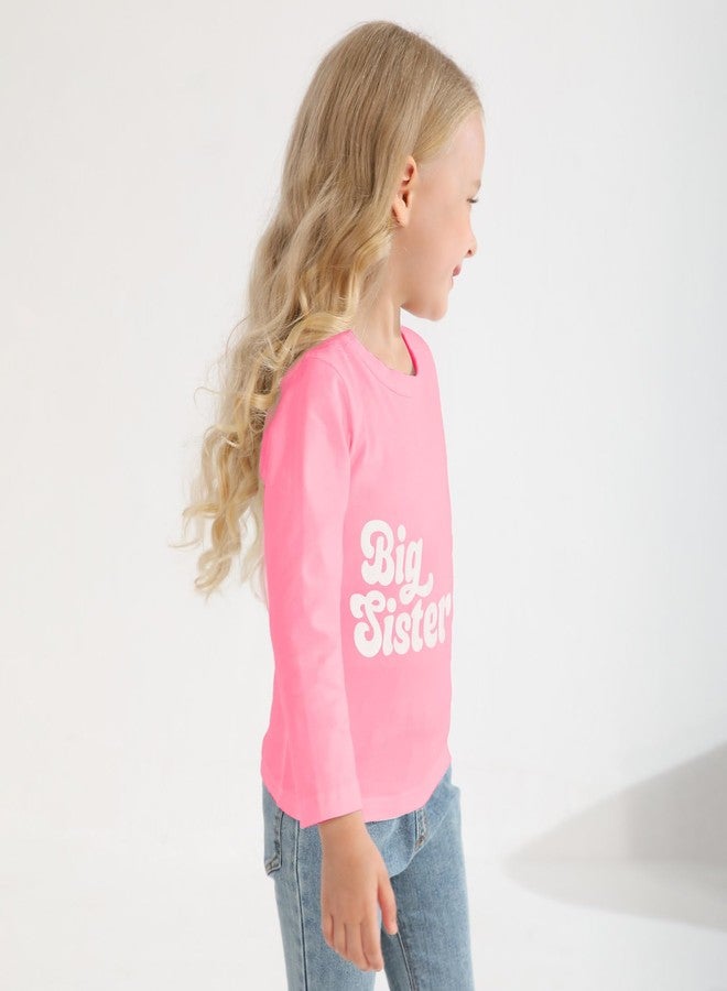 TITKKOP Big Sister Shirt for Toddler Girls Long Sleeve Tops Promoted to Big Sister Clothes Little Baby Announcement Outfits(hot Pink,3-4T) - Image 5