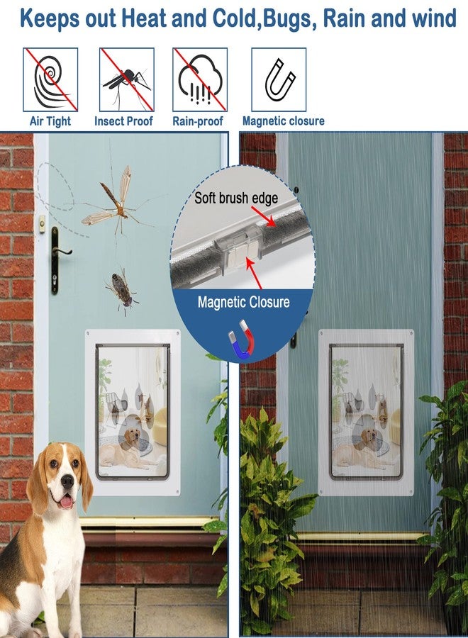 CEESC باب للحيوانات الأليفة من سي إي إس سي، يتحمل وزن يصل إلى 45 رطلاً، مقاوم للعوامل الجوية، مناسب للقطط والكلاب، متين، مزود بلوحة إغلاق سهلة التركيب، مناسب للأبواب الداخلية والخارجية (أبيض متوسط) - Image 3