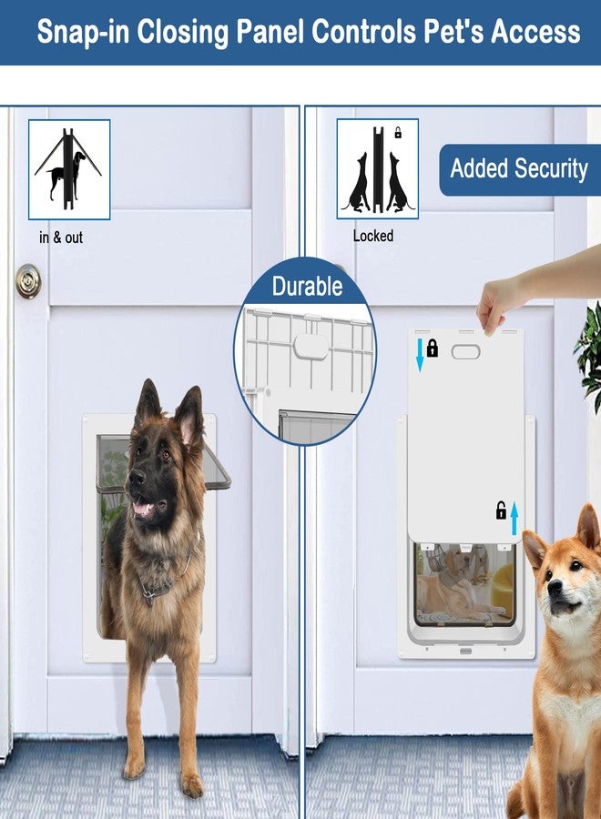CEESC باب للحيوانات الأليفة من سي إي إس سي، يتحمل وزن يصل إلى 45 رطلاً، مقاوم للعوامل الجوية، مناسب للقطط والكلاب، متين، مزود بلوحة إغلاق سهلة التركيب، مناسب للأبواب الداخلية والخارجية (أبيض متوسط) - Image 4