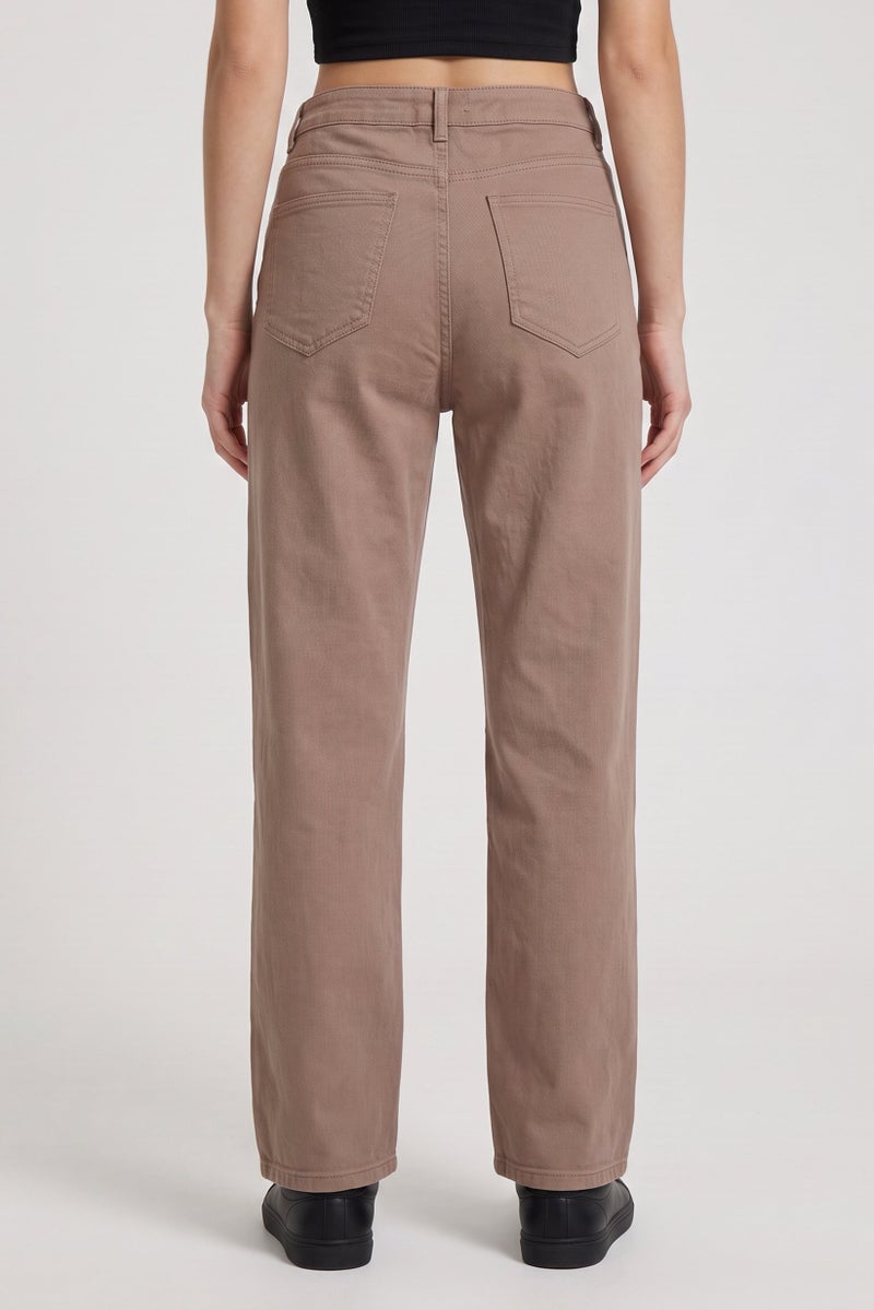 Threadbare Women Regular Fit Solid Wide Leg Jeans, Brown - Image 4
