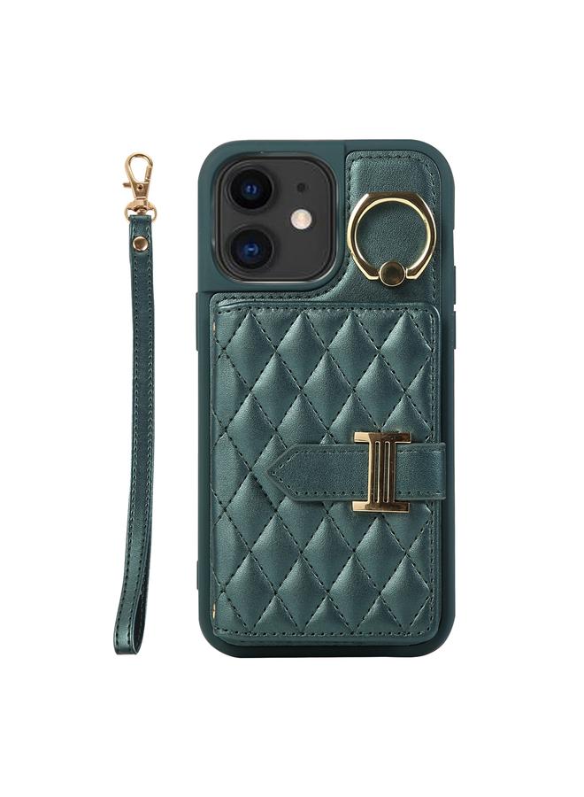 زبون حافظة لهاتف iPhone 12 مع حامل بطاقات أفقي وحلقة وحزام مزدوج - Image 1