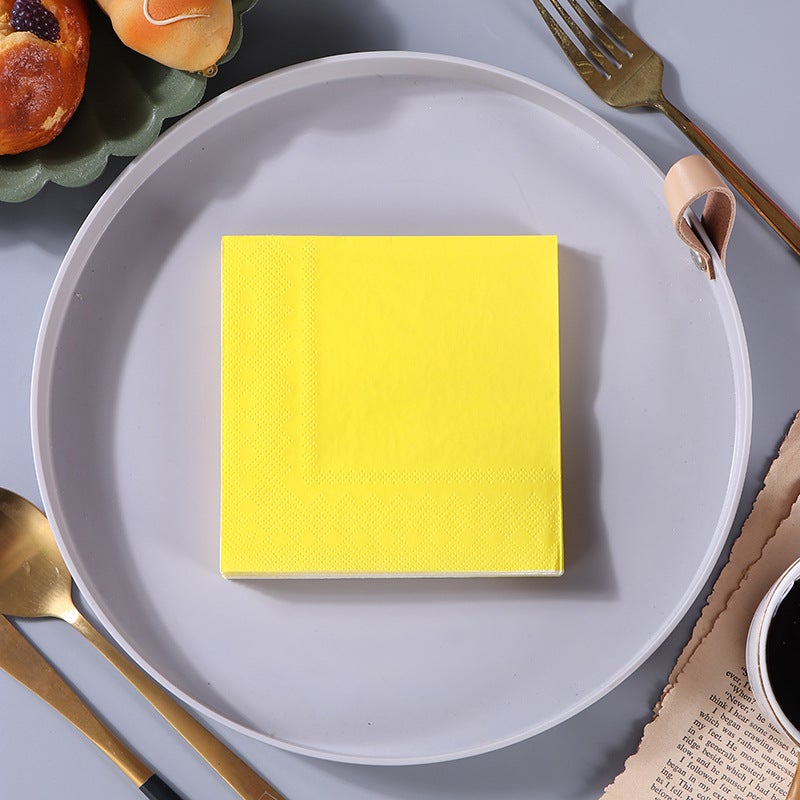 Spot 25Cm * 25Cm Monochrome Plain Color Double Layer Printing Paper Towel Printing Napkin Creative Paper Towel Facial Tissue - Image 1