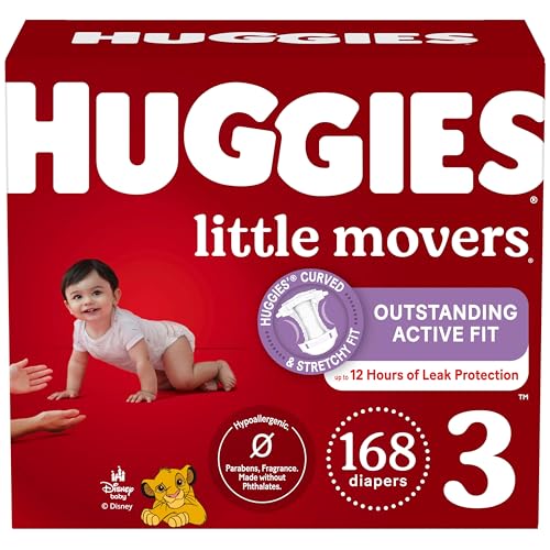 Huggies Size 3 Diapers, Little Movers Baby Diapers, Size 3 (16-28 lbs), 168 Count (6 Packs of 28), Packaging May Vary - Image 1