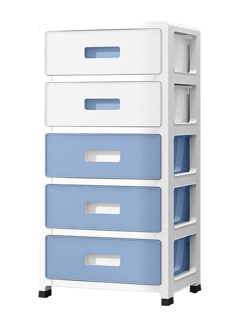TodyJeyHo 5-Drawer Plastic Storage Cabinet with Wheels, Blue, for Kitchen, Bathroom, Bedroom, Office; Polypropylene, Plastic Frame  - Image 1