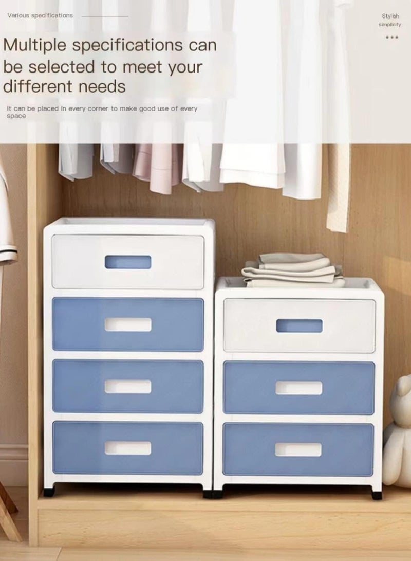 TodyJeyHo 5-Drawer Plastic Storage Cabinet with Wheels, Blue, for Kitchen, Bathroom, Bedroom, Office; Polypropylene, Plastic Frame  - Image 4