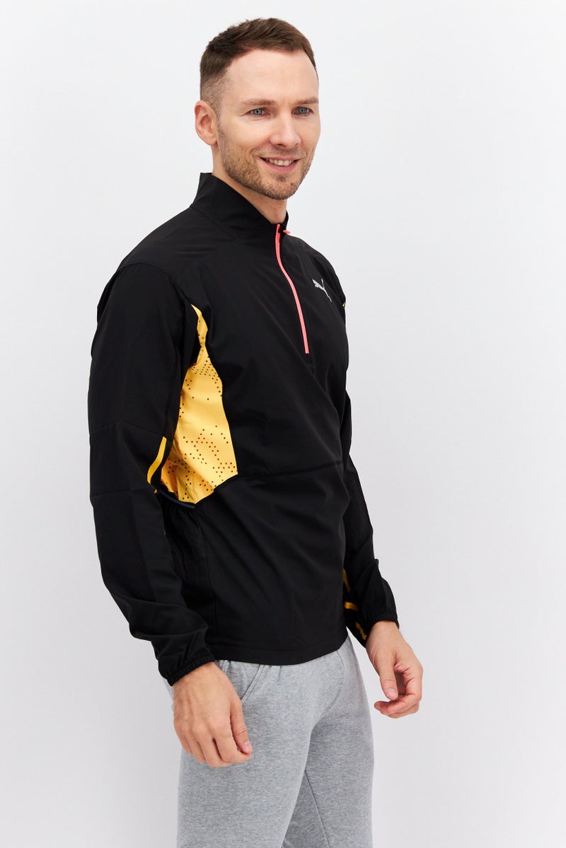 PUMA Men Half Zipper Long Sleeve Running Sweatshirt, Black Combo  - Image 4