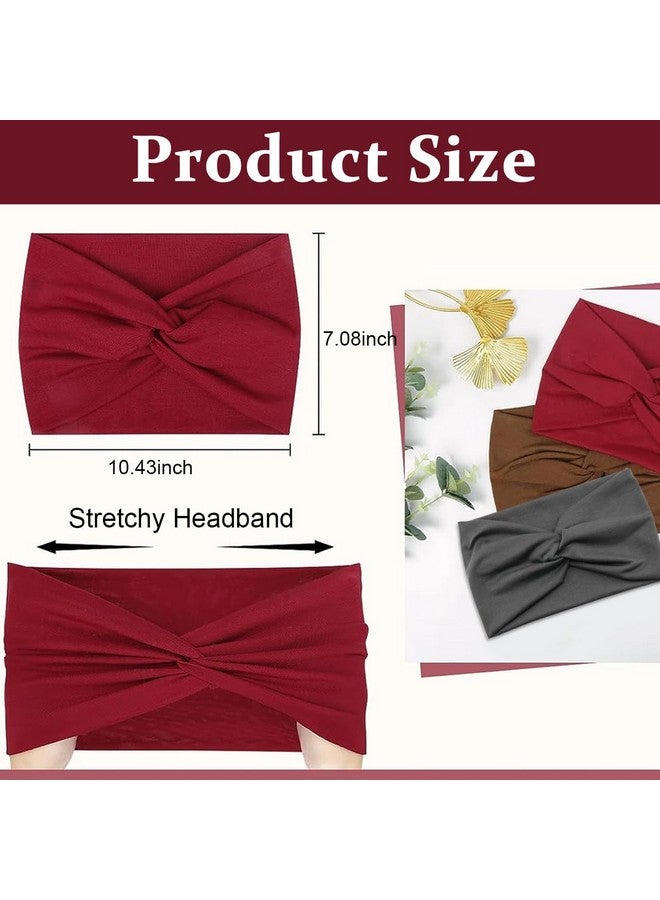 maycreate ® 3Pcs Wide Hair Band For Women, Headband For Women Girls, Stretchy Hair Bands For Women, Twisted Knots Hair Wrap, Soft Dacron Turban Head Bands For Face Clean, Makeup, Yoga, Workout - Image 2