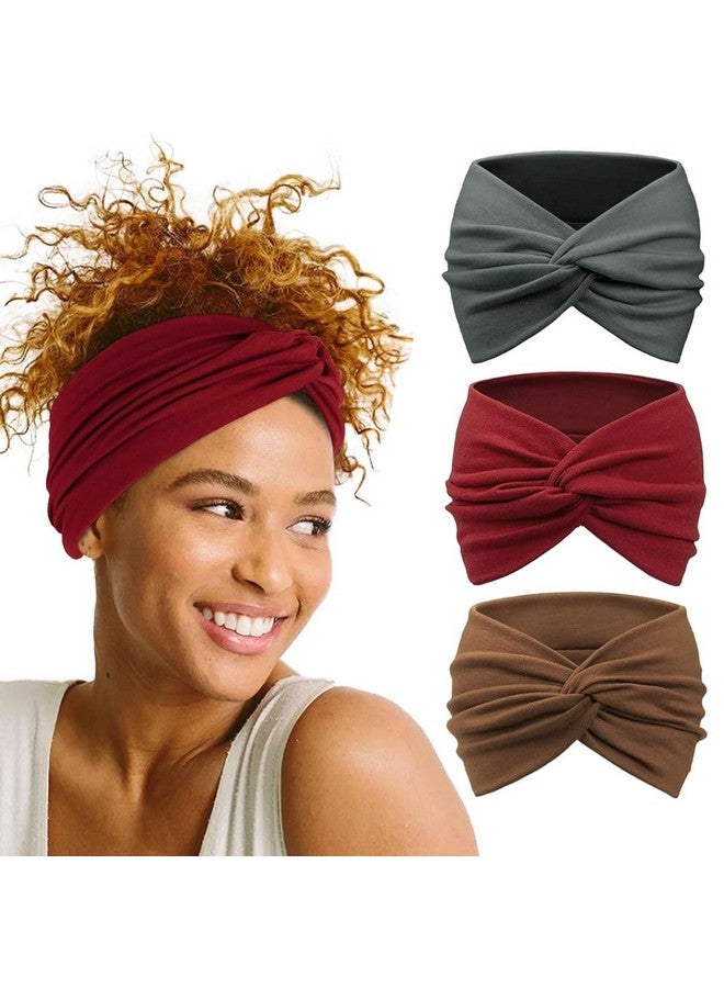maycreate ® 3Pcs Wide Hair Band For Women, Headband For Women Girls, Stretchy Hair Bands For Women, Twisted Knots Hair Wrap, Soft Dacron Turban Head Bands For Face Clean, Makeup, Yoga, Workout - Image 1