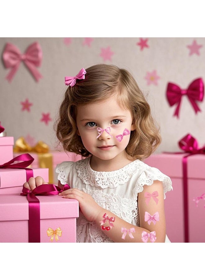 Bow Party Favors Temporary Tattoos for Girls 76 PCS Fake Girls Bows Tattoo Stickers Pink Bow Birthday Decorations Party Favors - Image 4