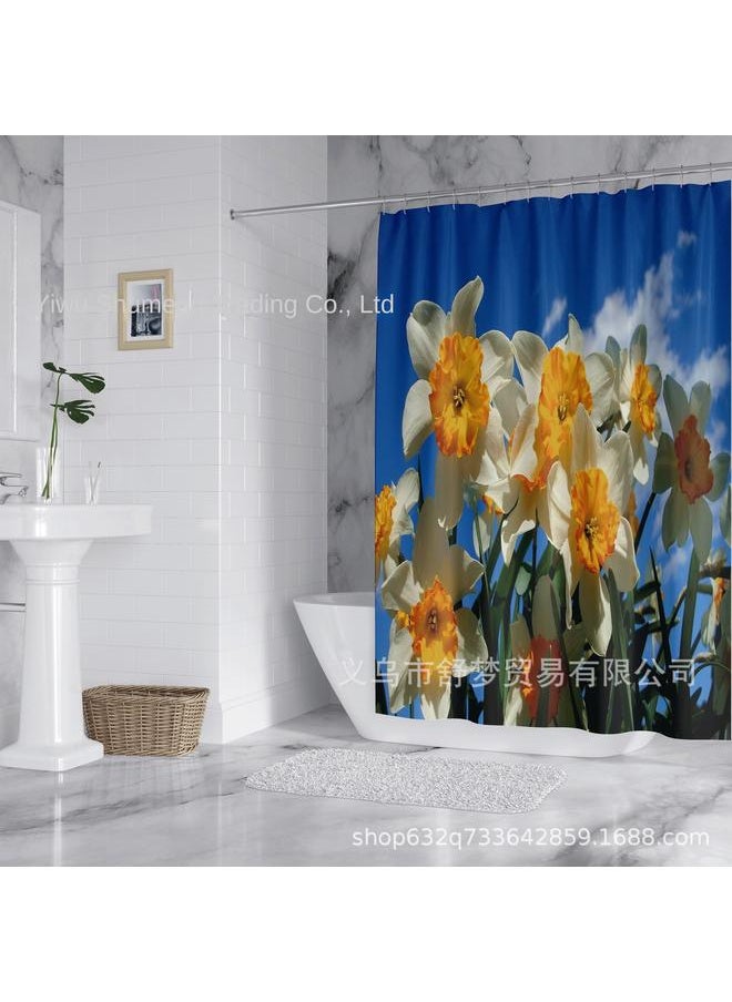 Bluejw - Foreign Trade Shower Curtain To The Japanese Decai Plants Polyester Bathroom Shower Curtain A Set To Map Production - Image 1