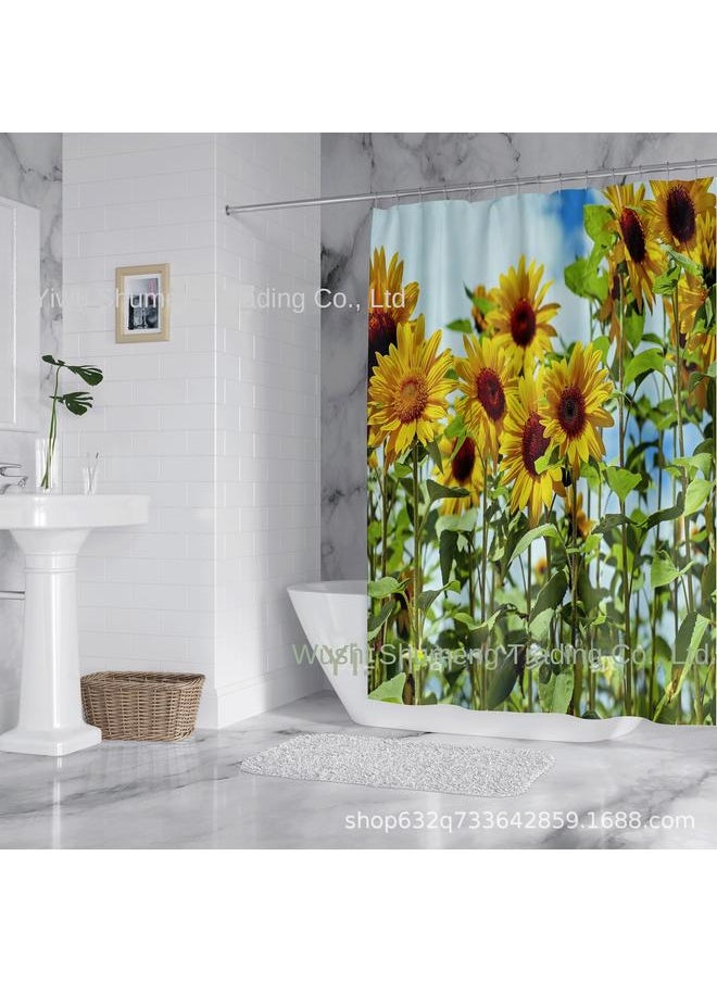 Bluejw - Foreign Trade Shower Curtain To The Japanese Decai Plants Polyester Bathroom Shower Curtain A Set To Map Production - Image 1
