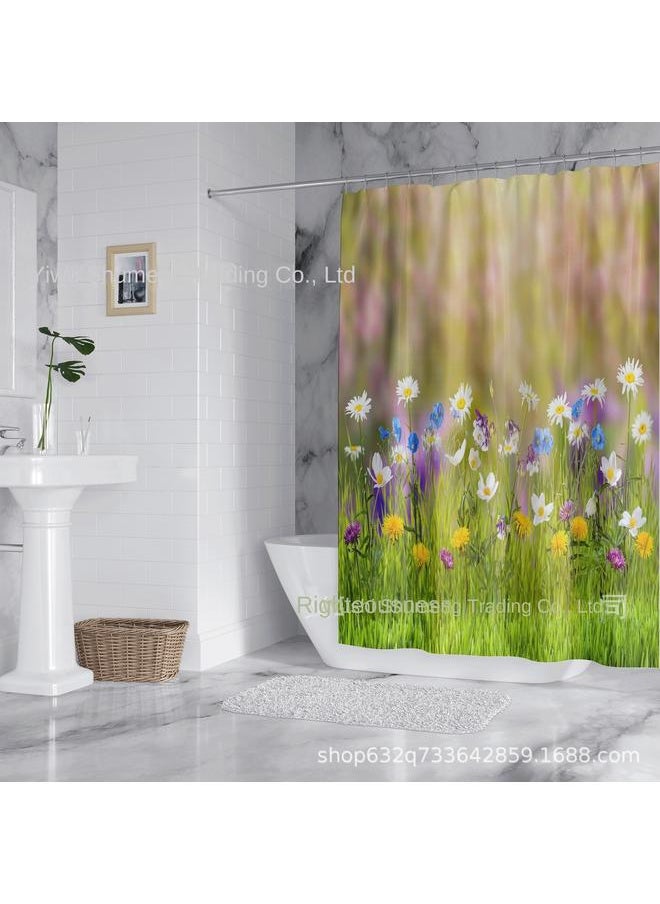 Bluejw - Foreign Trade Shower Curtain To The Japanese Decai Plants Polyester Bathroom Shower Curtain A Set To Map Production - Image 1