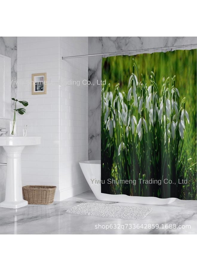 Bluejw - Foreign Trade Shower Curtain To The Japanese Decai Plants Polyester Bathroom Shower Curtain A Set To Map Production - Image 1