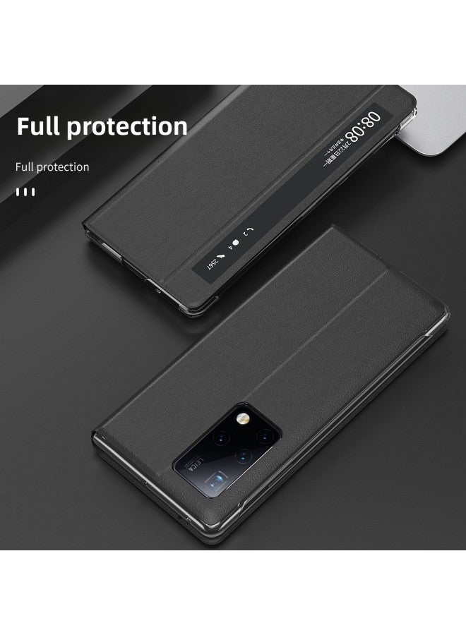ينطبق على حافظة هاتف Huawei MateX2 القابلة للطي، حافظة جلدية قابلة للطي مع دعامة نافذة ذكية، حافظة واقية مقاومة للسقوط من Matex2 - اللون: أزرق فاتح - الموديل المطبق: لهاتف Huawei Mate X2 - Image 4